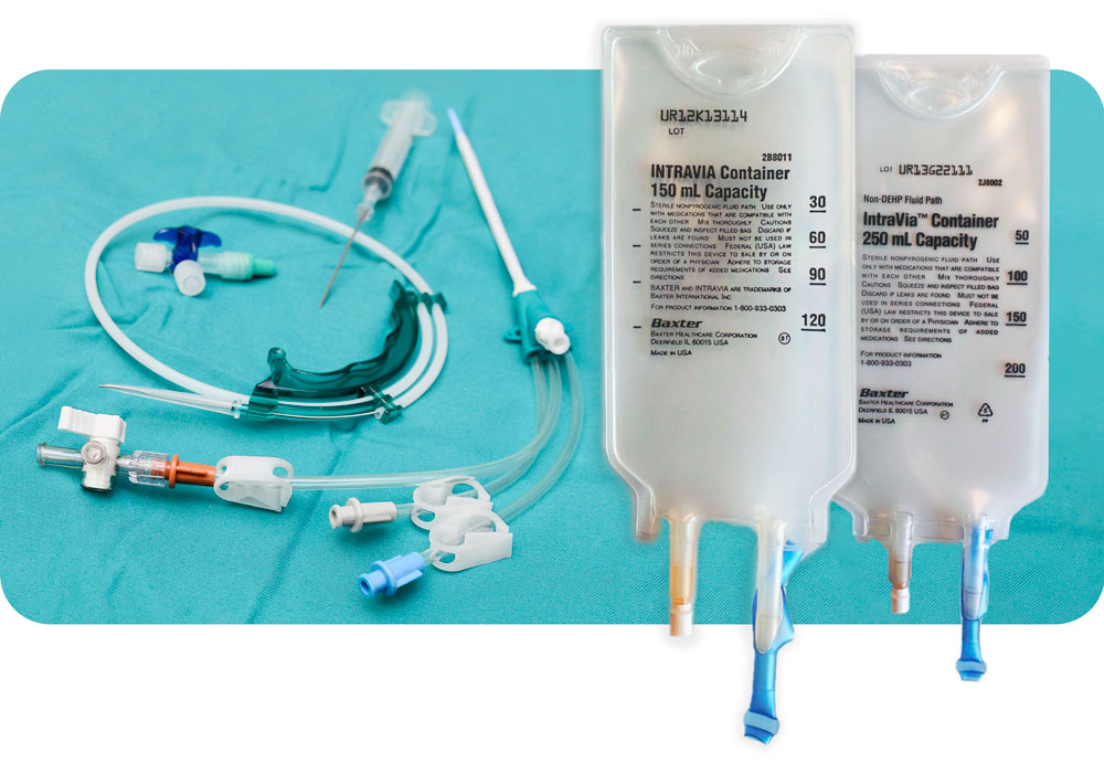 IV bags, infusion sets, IV pumps, devices